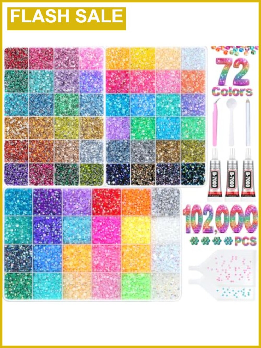 102000pcs rhinestone bedazzling kit with 3 boxes glue and tools